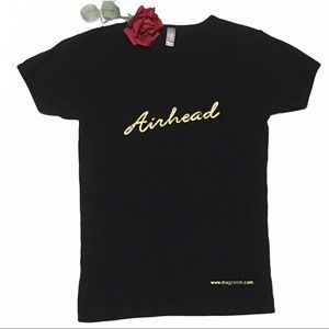 AIRHEAD BLACK & GOLD MED American Apparel whimseygoth T-shirt Like New Metallic